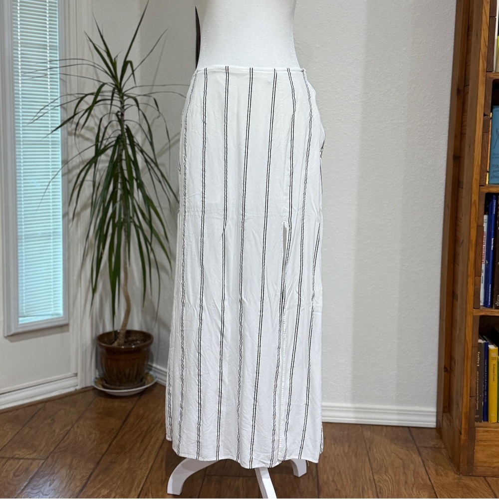 Vici White and Black Striped Maxi Skirt